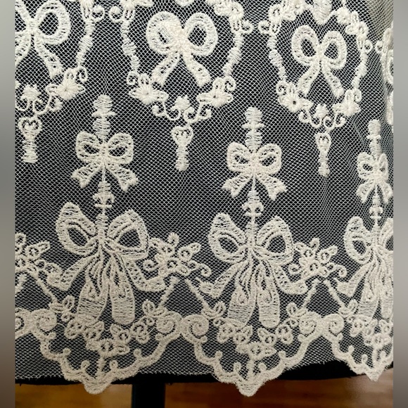 Monteau Cream White Sheer Bow Lace Tank Top Ballet Vintage - Picture 5 of 10